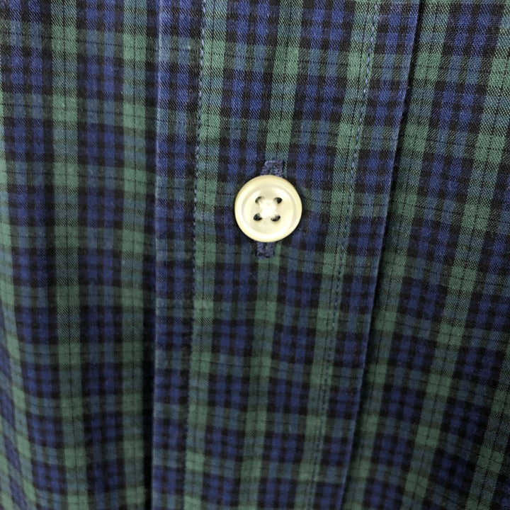 Ralph Lauren Blackwatch check short-sleeved button-down check shirt, men's size L (approx.) cotton Green type dark green Vintage Second Hand