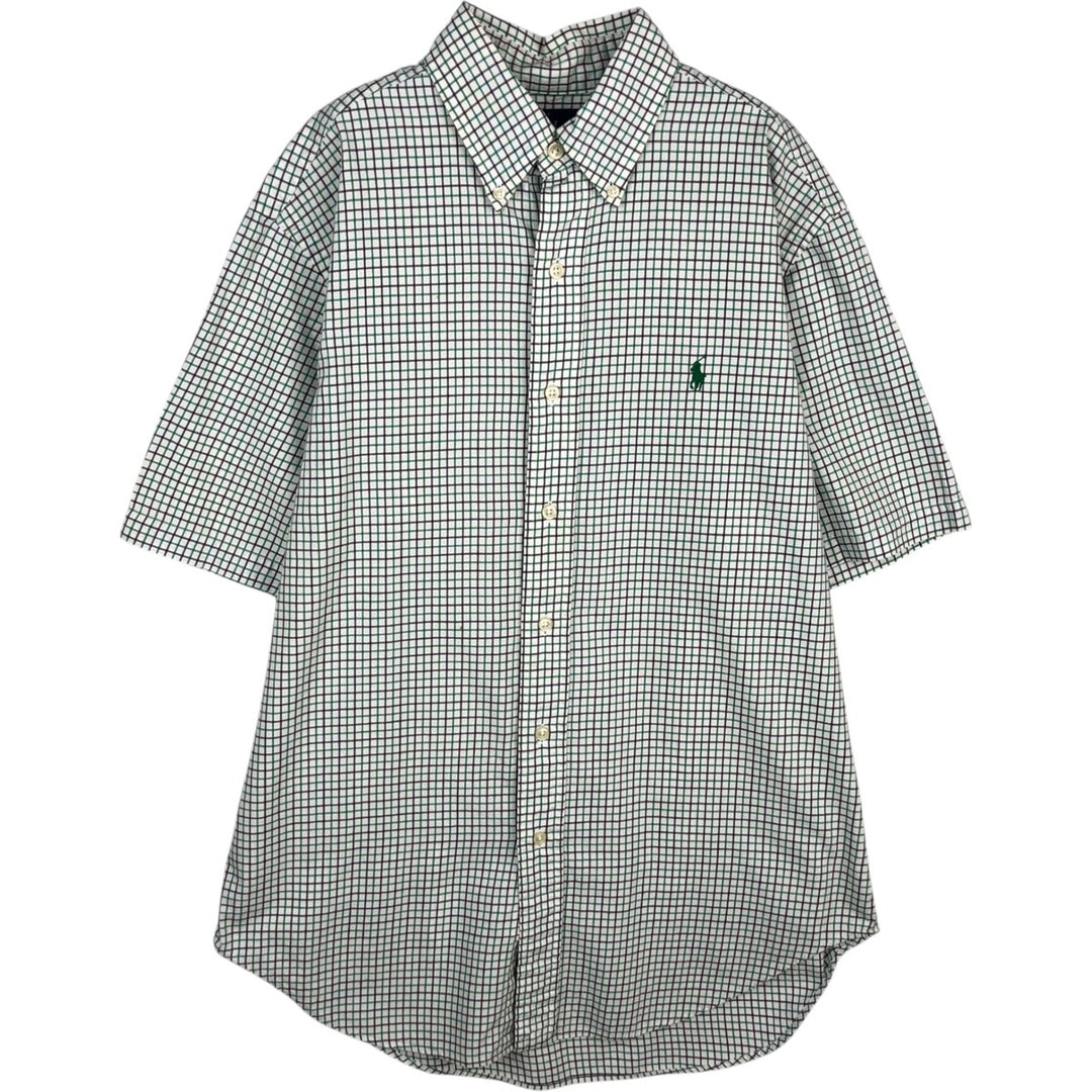 Ralph Lauren CLASSIC FIT Check Pattern Short-Sleeve Button-Down Check Shirt, Men's Size M (approx.) cotton green type Vintage Second Hand