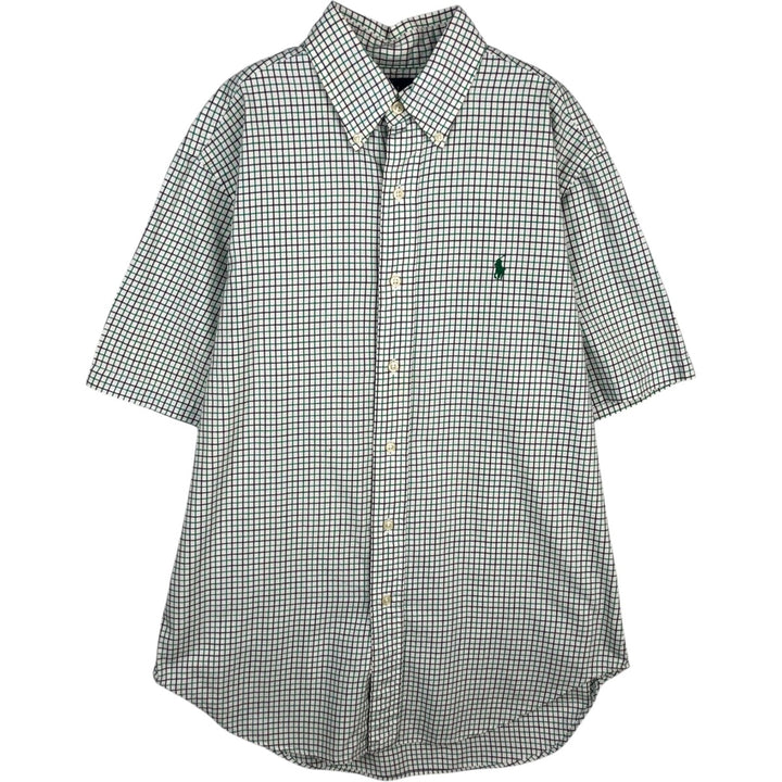 Ralph Lauren CLASSIC FIT Check Pattern Short-Sleeve Button-Down Check Shirt, Men's Size M (approx.) cotton green type Vintage Second Hand