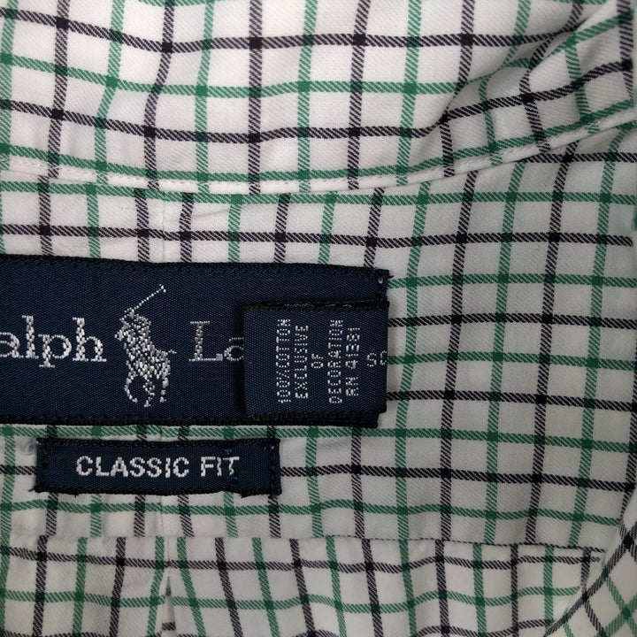 Ralph Lauren CLASSIC FIT Check Pattern Short-Sleeve Button-Down Check Shirt, Men's Size M (approx.) cotton green type Vintage Second Hand