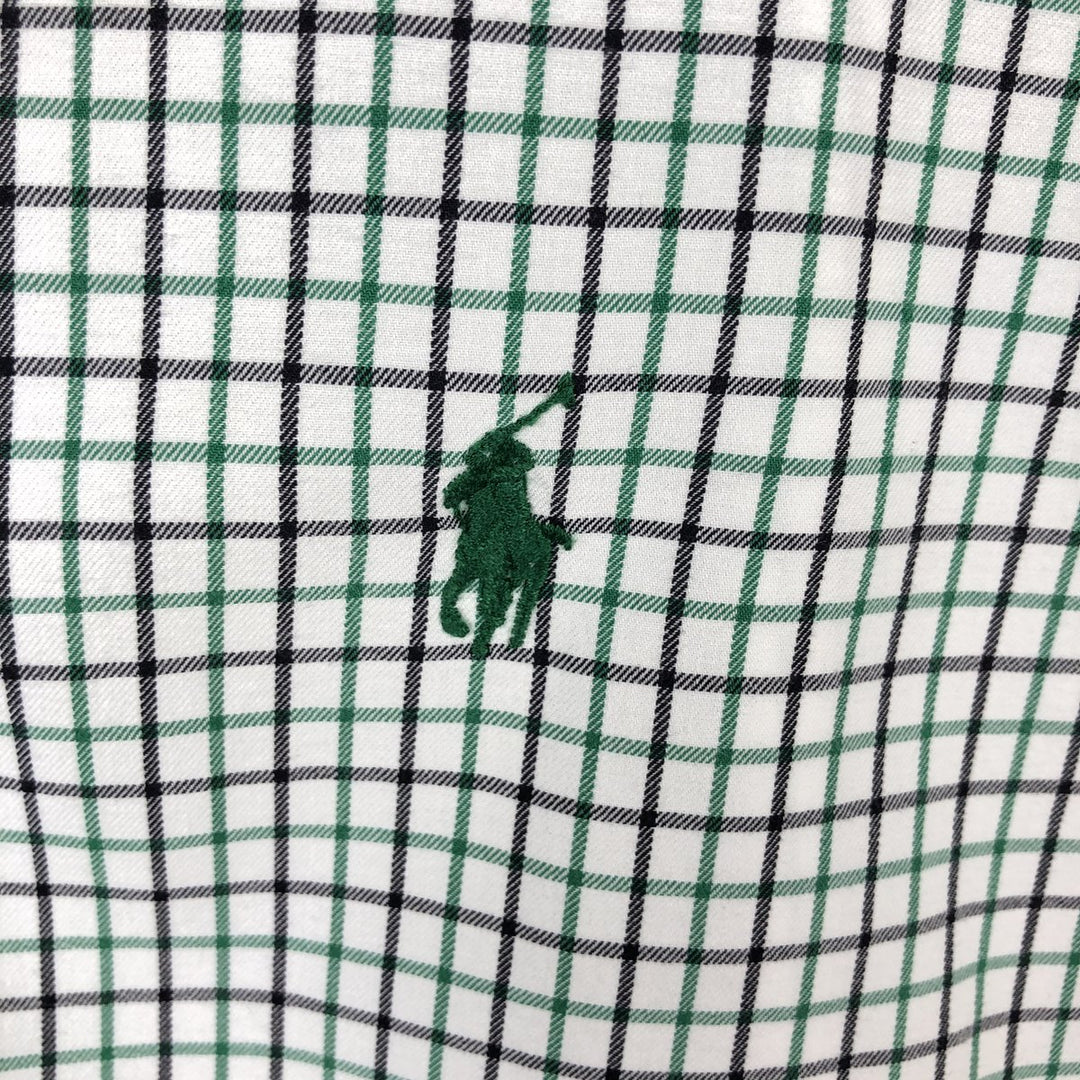 Ralph Lauren CLASSIC FIT Check Pattern Short-Sleeve Button-Down Check Shirt, Men's Size M (approx.) cotton green type Vintage Second Hand