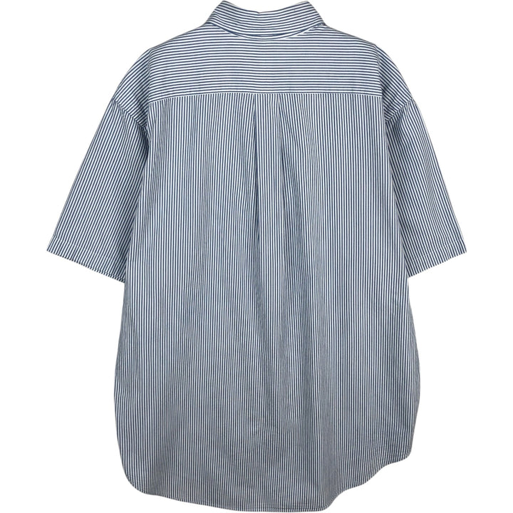 Ralph Lauren CLASSIC FIT Stripe Pattern Short-Sleeve Button-Down Stripe Shirt, Men's Size L (approx.) cotton blue type Vintage Second Hand
