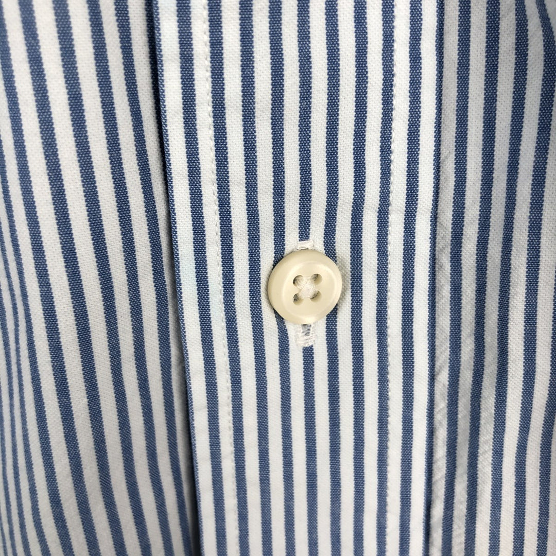 Ralph Lauren CLASSIC FIT Stripe Pattern Short-Sleeve Button-Down Stripe Shirt, Men's Size L (approx.) cotton blue type Vintage Second Hand
