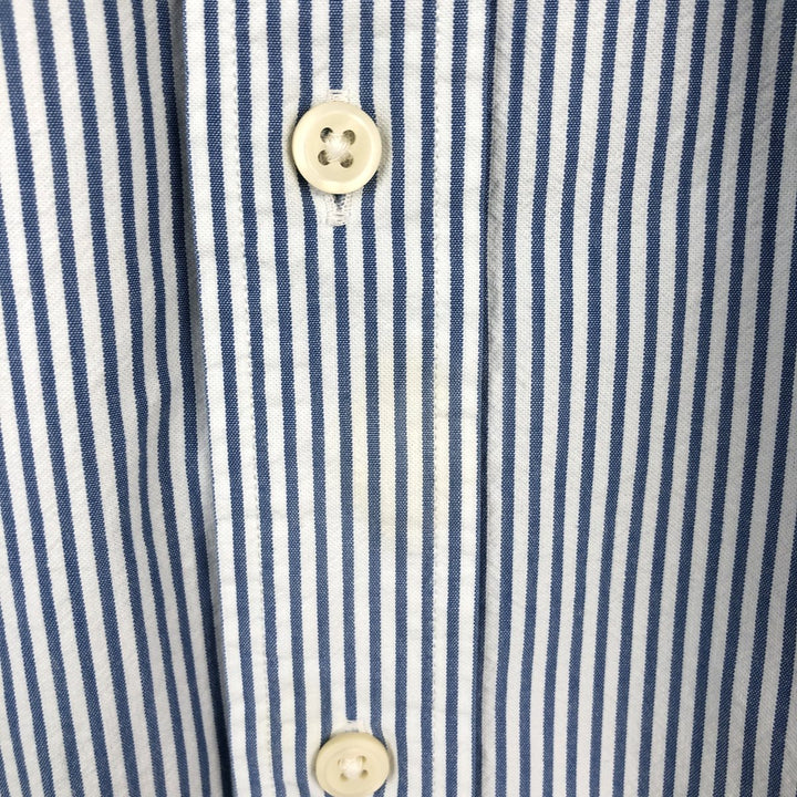 Ralph Lauren CLASSIC FIT Stripe Pattern Short-Sleeve Button-Down Stripe Shirt, Men's Size L (approx.) cotton blue type Vintage Second Hand