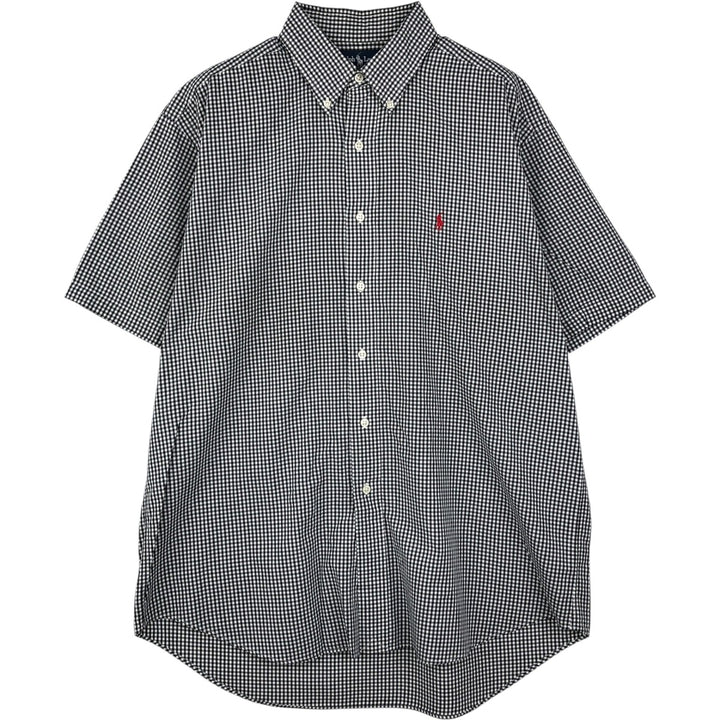 Ralph Lauren BLAKE Gingham Check Short Sleeve Button Down Check Shirt Men's Size L cotton black type Vintage Second Hand