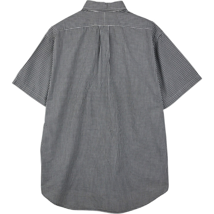 Ralph Lauren BLAKE Gingham Check Short Sleeve Button Down Check Shirt Men's Size L cotton black type Vintage Second Hand