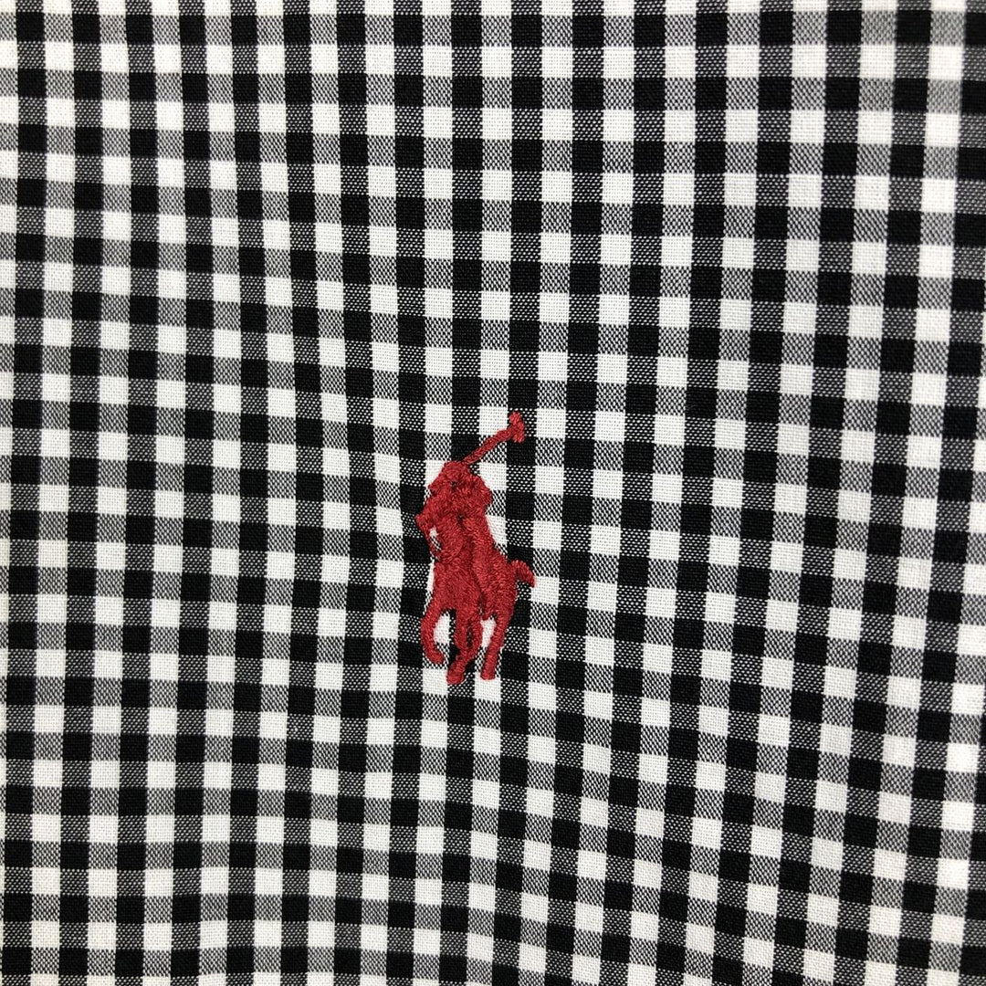 Ralph Lauren BLAKE Gingham Check Short Sleeve Button Down Check Shirt Men's Size L cotton black type Vintage Second Hand