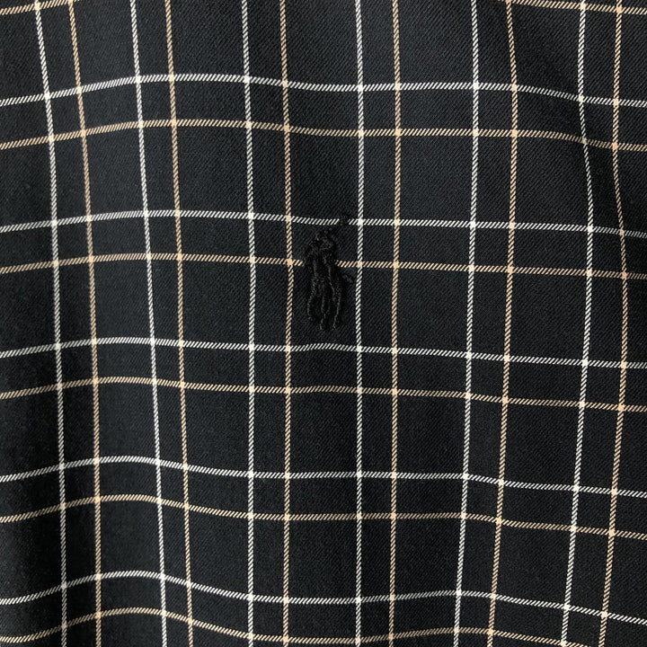 Ralph Lauren BLAKE Check Pattern Short-Sleeve Button-Down Check Shirt, Men's Size XL (approx.) cotton black type Vintage Second Hand