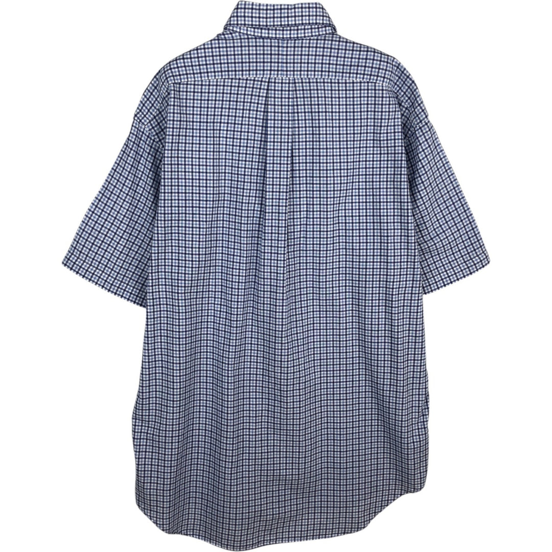 Ralph Lauren BLAIRE Check Pattern Short-Sleeve Button-Down Check Shirt, Men's Size M (approx.) cotton blue type Vintage Second Hand