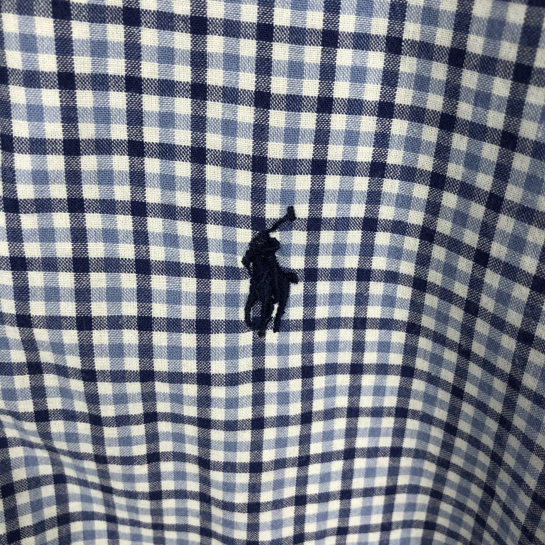 Ralph Lauren BLAIRE Check Pattern Short-Sleeve Button-Down Check Shirt, Men's Size M (approx.) cotton blue type Vintage Second Hand