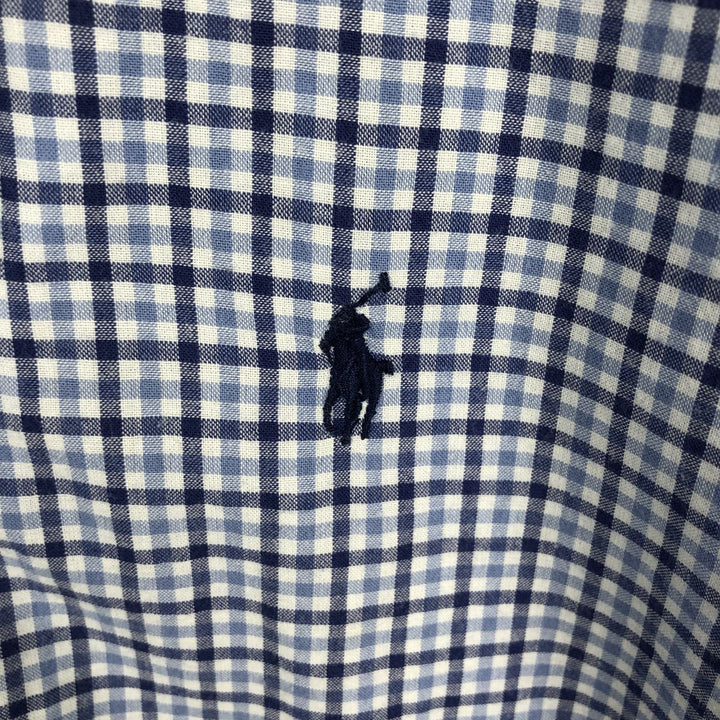 Ralph Lauren BLAIRE Check Pattern Short-Sleeve Button-Down Check Shirt, Men's Size M (approx.) cotton blue type Vintage Second Hand