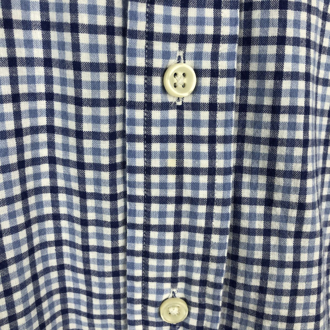 Ralph Lauren BLAIRE Check Pattern Short-Sleeve Button-Down Check Shirt, Men's Size M (approx.) cotton blue type Vintage Second Hand