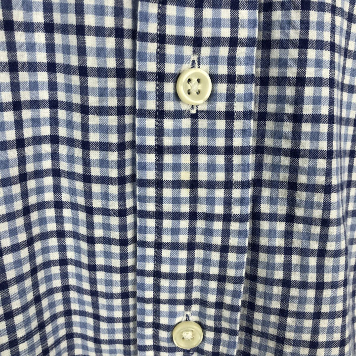 Ralph Lauren BLAIRE Check Pattern Short-Sleeve Button-Down Check Shirt, Men's Size M (approx.) cotton blue type Vintage Second Hand