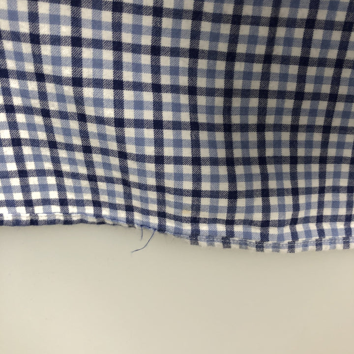 Ralph Lauren BLAIRE Check Pattern Short-Sleeve Button-Down Check Shirt, Men's Size M (approx.) cotton blue type Vintage Second Hand
