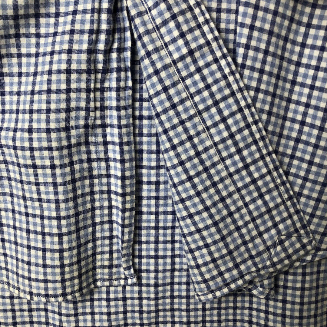Ralph Lauren BLAIRE Check Pattern Short-Sleeve Button-Down Check Shirt, Men's Size M (approx.) cotton blue type Vintage Second Hand
