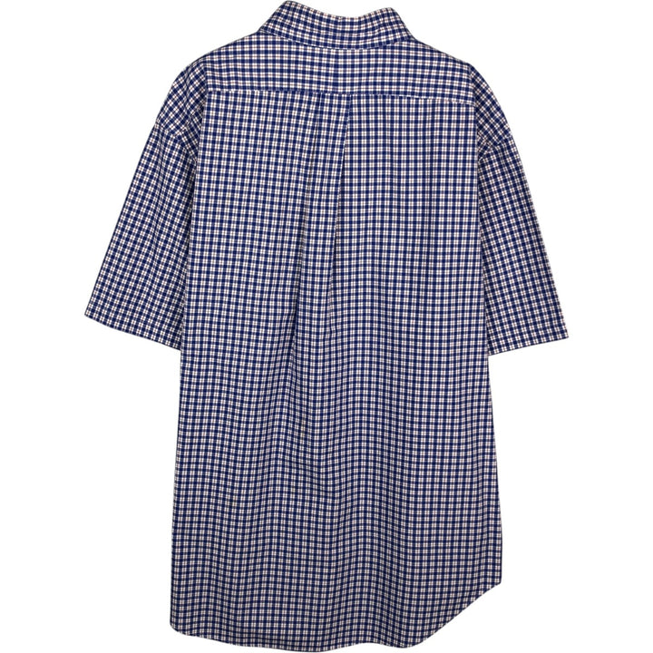 Ralph Lauren Classic Fit Check Pattern Short Sleeve Button-Down Check Shirt, Men's Size XL cotton blue type Vintage Second Hand