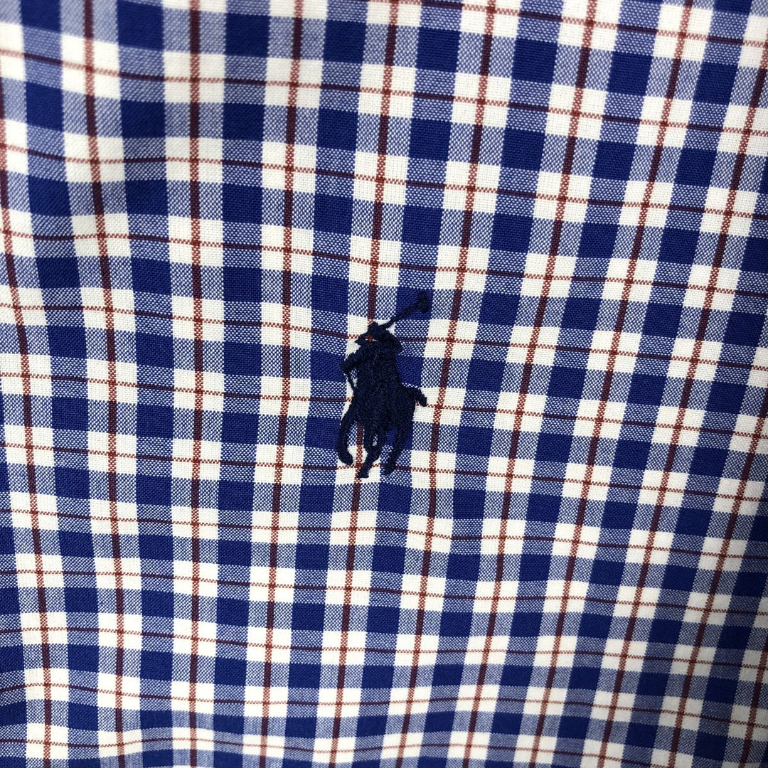 Ralph Lauren Classic Fit Check Pattern Short Sleeve Button-Down Check Shirt, Men's Size XL cotton blue type Vintage Second Hand