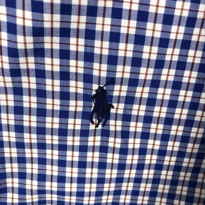 Ralph Lauren Classic Fit Check Pattern Short Sleeve Button-Down Check Shirt, Men's Size XL cotton blue type Vintage Second Hand