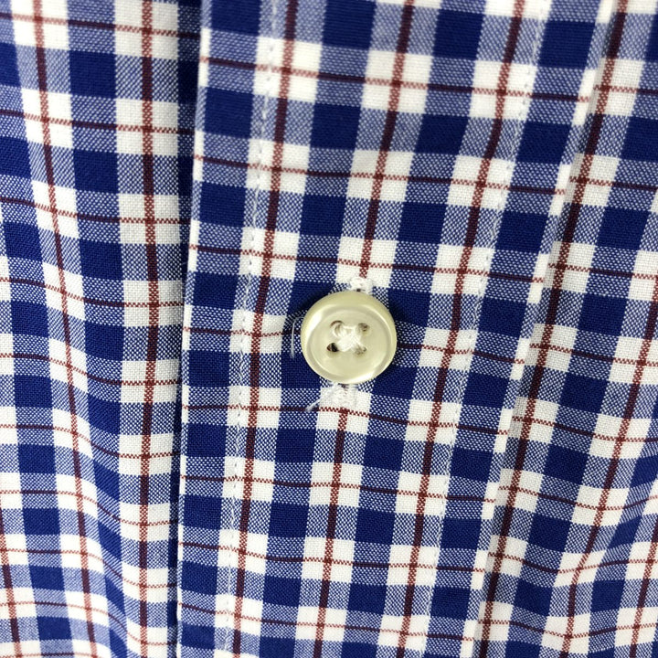 Ralph Lauren Classic Fit Check Pattern Short Sleeve Button-Down Check Shirt, Men's Size XL cotton blue type Vintage Second Hand