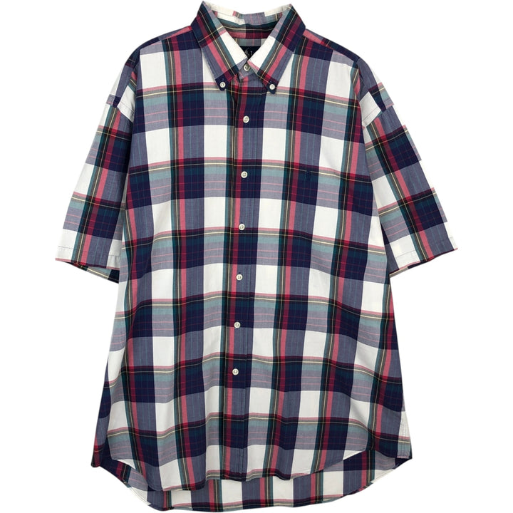 Ralph Lauren BLAKE short sleeve button down check shirt, men's size L cotton purple type Vintage Second Hand