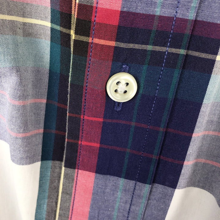 Ralph Lauren BLAKE short sleeve button down check shirt, men's size L cotton purple type Vintage Second Hand