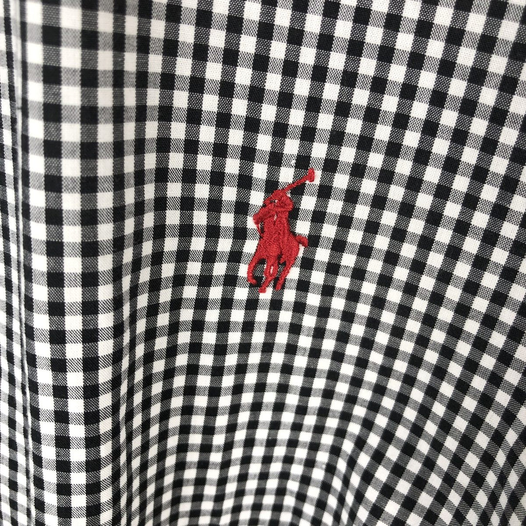 Ralph Lauren BLAKE Gingham Check Short Sleeve Button Down Check Shirt Men's Size L cotton black type Vintage Second Hand
