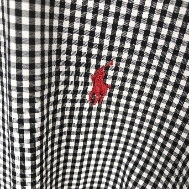 Ralph Lauren BLAKE Gingham Check Short Sleeve Button Down Check Shirt Men's Size L cotton black type Vintage Second Hand