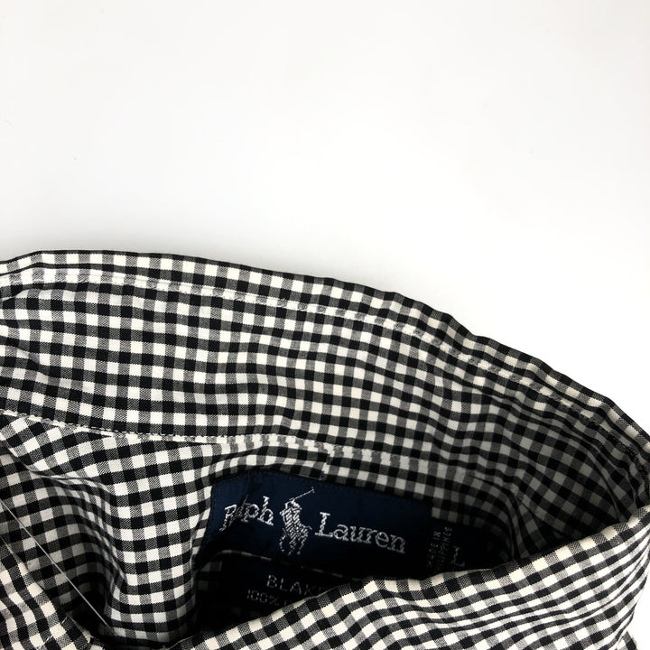 Ralph Lauren BLAKE Gingham Check Short Sleeve Button Down Check Shirt Men's Size L cotton black type Vintage Second Hand