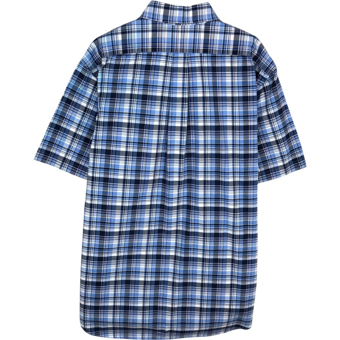 Ralph Lauren short sleeve button down check shirt, men's XL size cotton navy blue type Vintage Second Hand