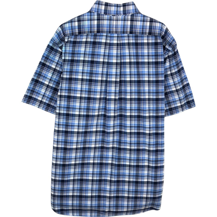 Ralph Lauren short sleeve button down check shirt, men's XL size cotton navy blue type Vintage Second Hand