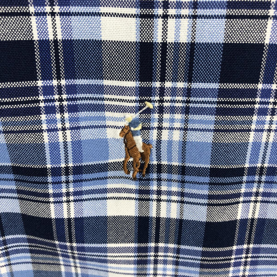 Ralph Lauren short sleeve button down check shirt, men's XL size cotton navy blue type Vintage Second Hand