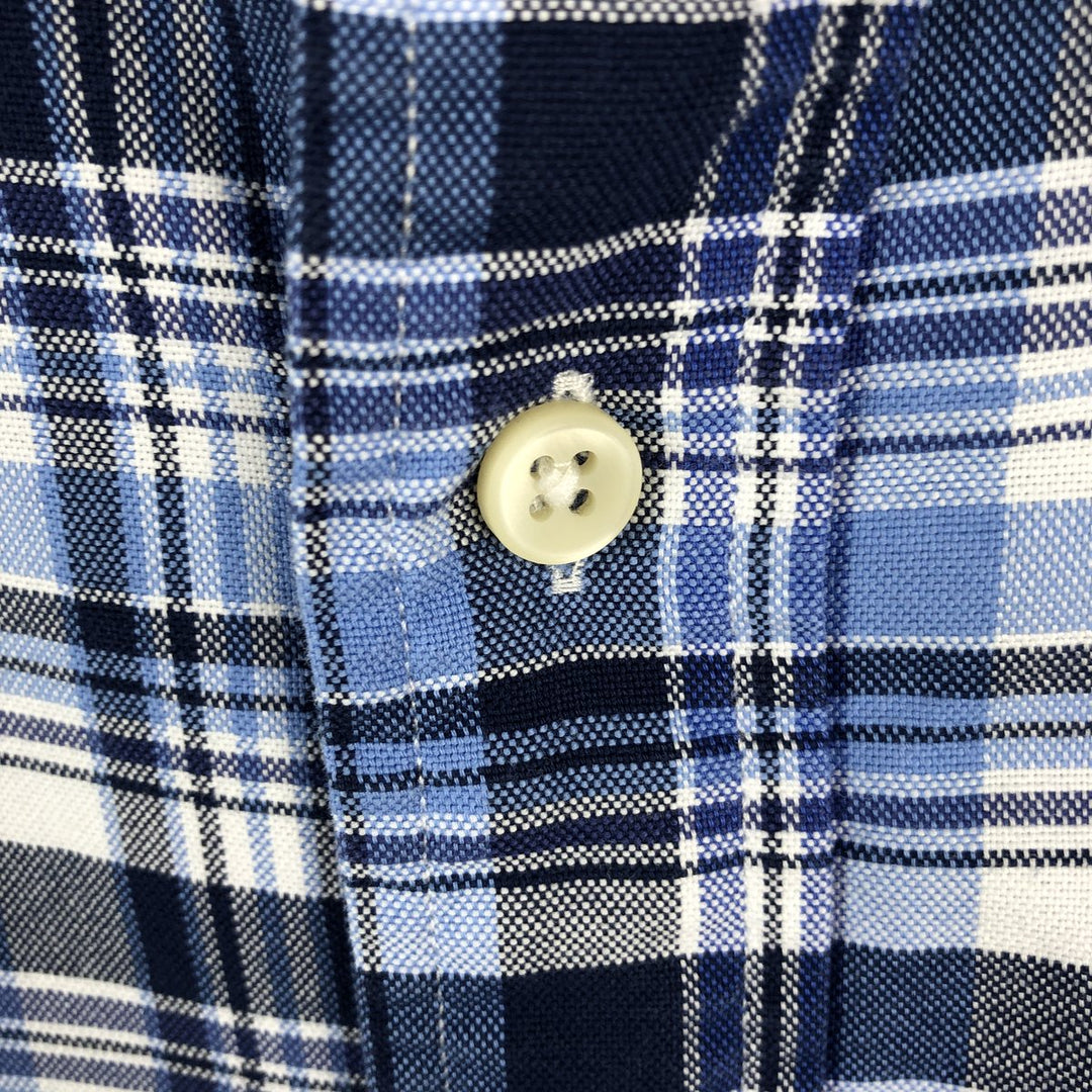 Ralph Lauren short sleeve button down check shirt, men's XL size cotton navy blue type Vintage Second Hand