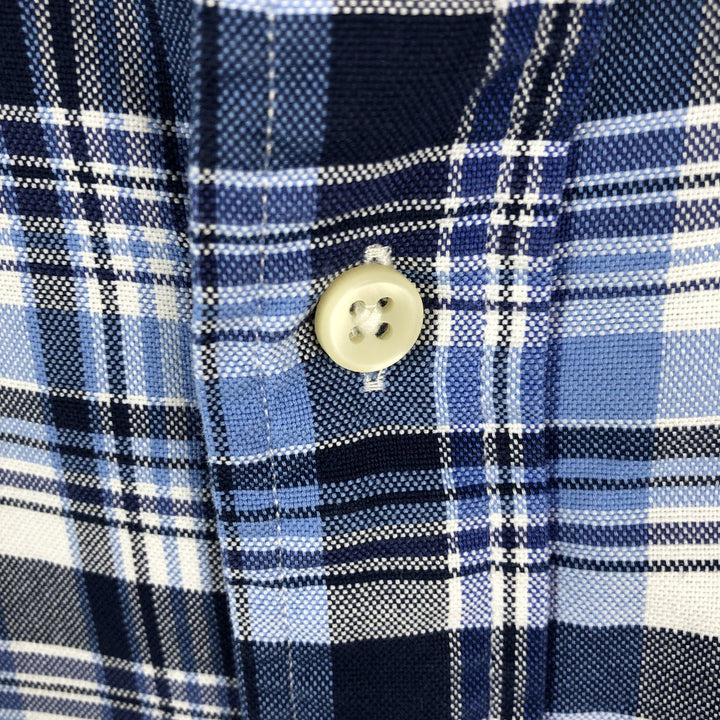 Ralph Lauren short sleeve button down check shirt, men's XL size cotton navy blue type Vintage Second Hand