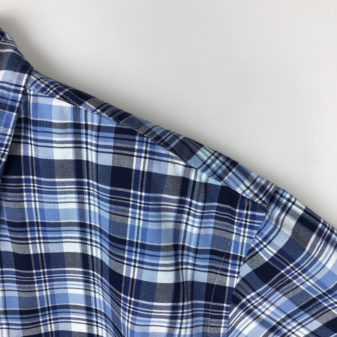 Ralph Lauren short sleeve button down check shirt, men's XL size cotton navy blue type Vintage Second Hand