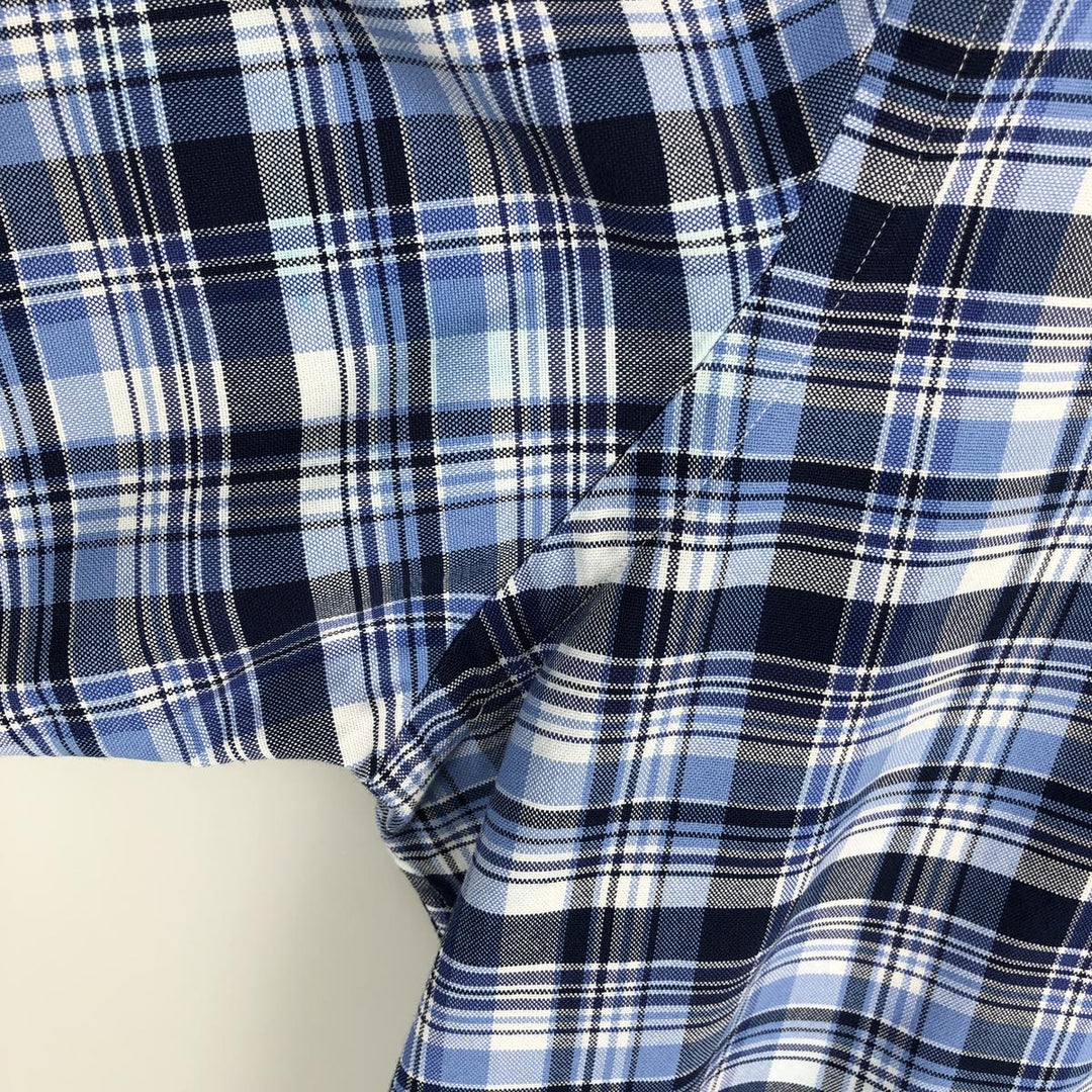 Ralph Lauren short sleeve button down check shirt, men's XL size cotton navy blue type Vintage Second Hand