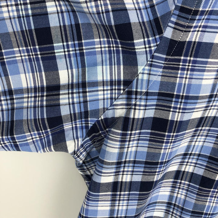 Ralph Lauren short sleeve button down check shirt, men's XL size cotton navy blue type Vintage Second Hand