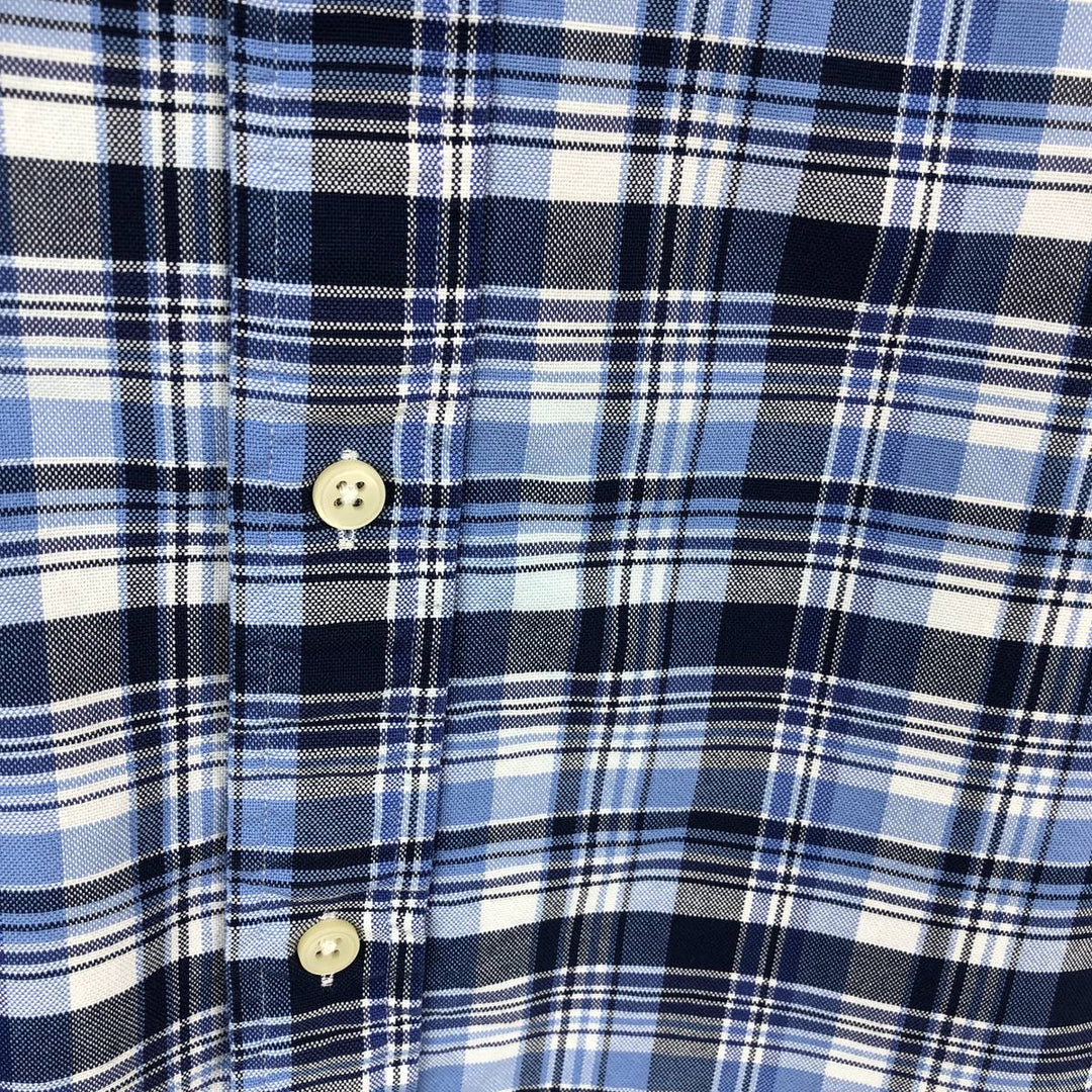 Ralph Lauren short sleeve button down check shirt, men's XL size cotton navy blue type Vintage Second Hand