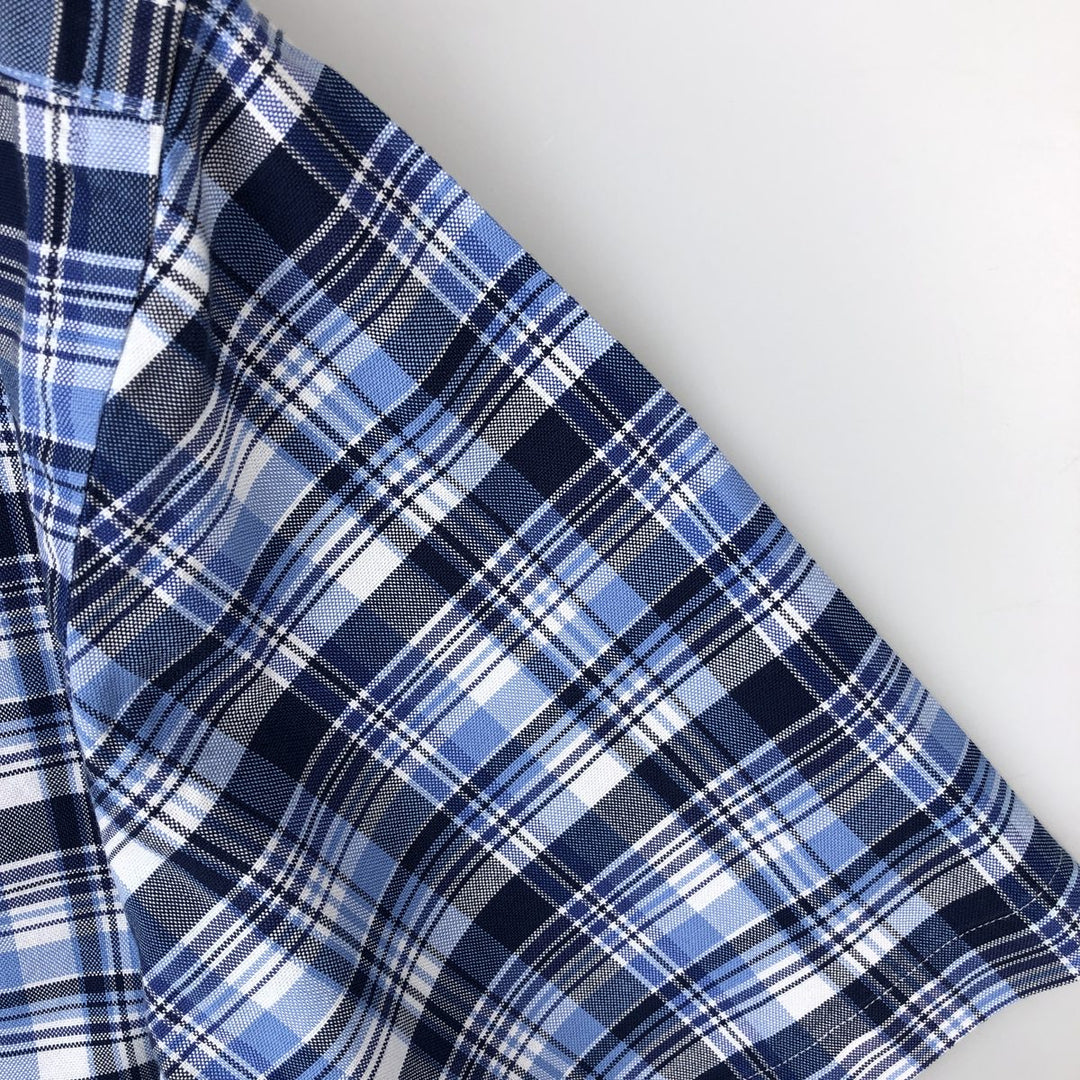 Ralph Lauren short sleeve button down check shirt, men's XL size cotton navy blue type Vintage Second Hand