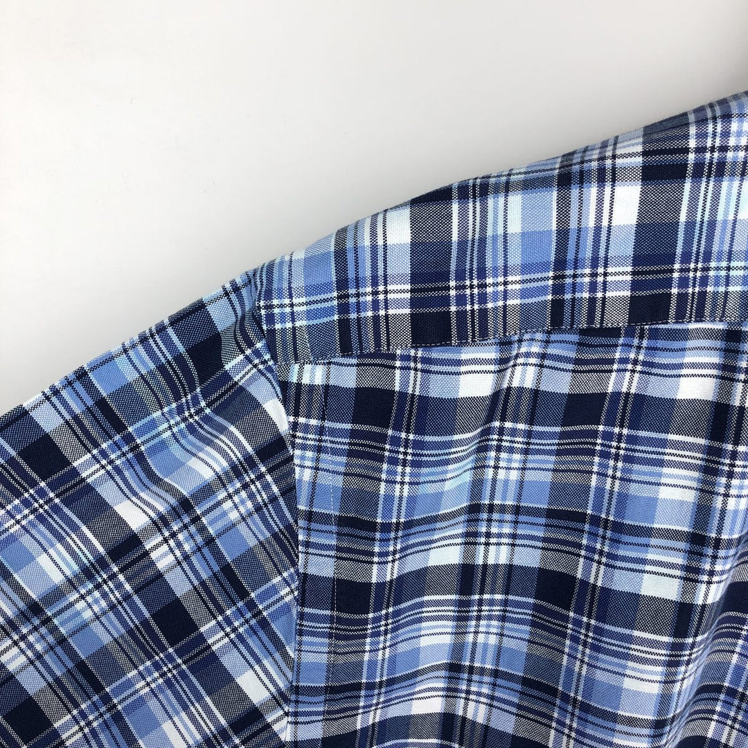 Ralph Lauren short sleeve button down check shirt, men's XL size cotton navy blue type Vintage Second Hand