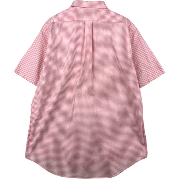 Ralph Lauren CLASSIC FIT Gingham Check Short-Sleeve Button-Down Check Shirt (Men's Size L) cotton pink type Vintage Second Hand