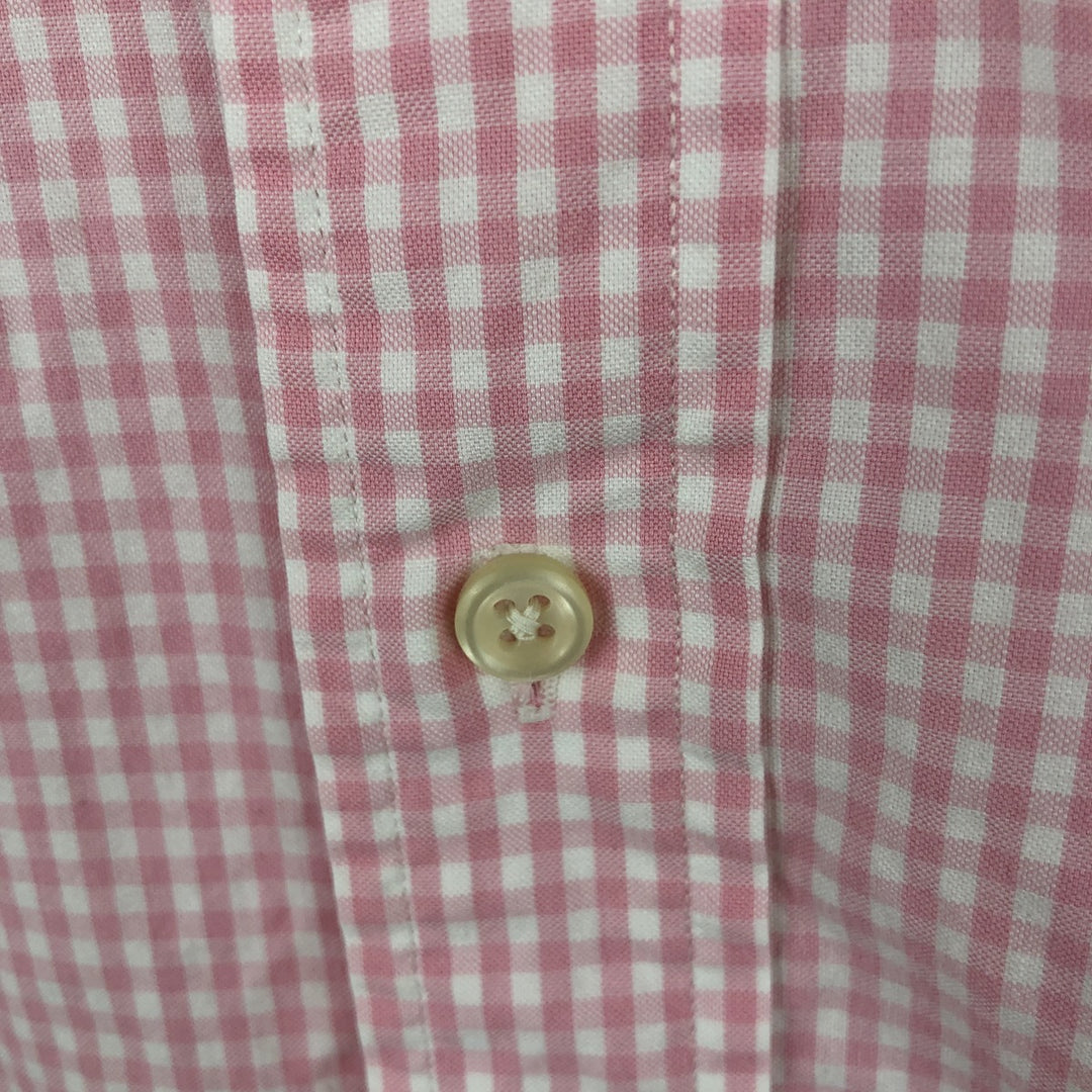 Ralph Lauren CLASSIC FIT Gingham Check Short-Sleeve Button-Down Check Shirt (Men's Size L) cotton pink type Vintage Second Hand