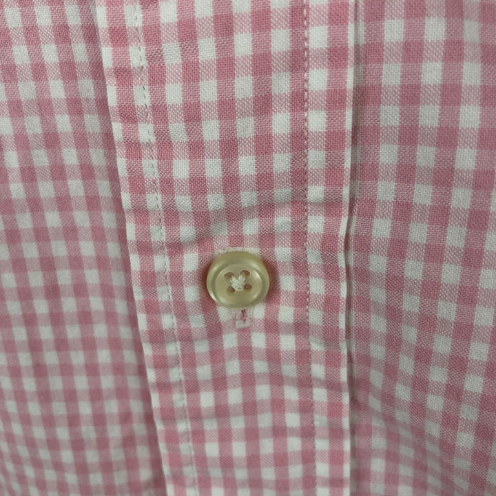 Ralph Lauren CLASSIC FIT Gingham Check Short-Sleeve Button-Down Check Shirt (Men's Size L) cotton pink type Vintage Second Hand