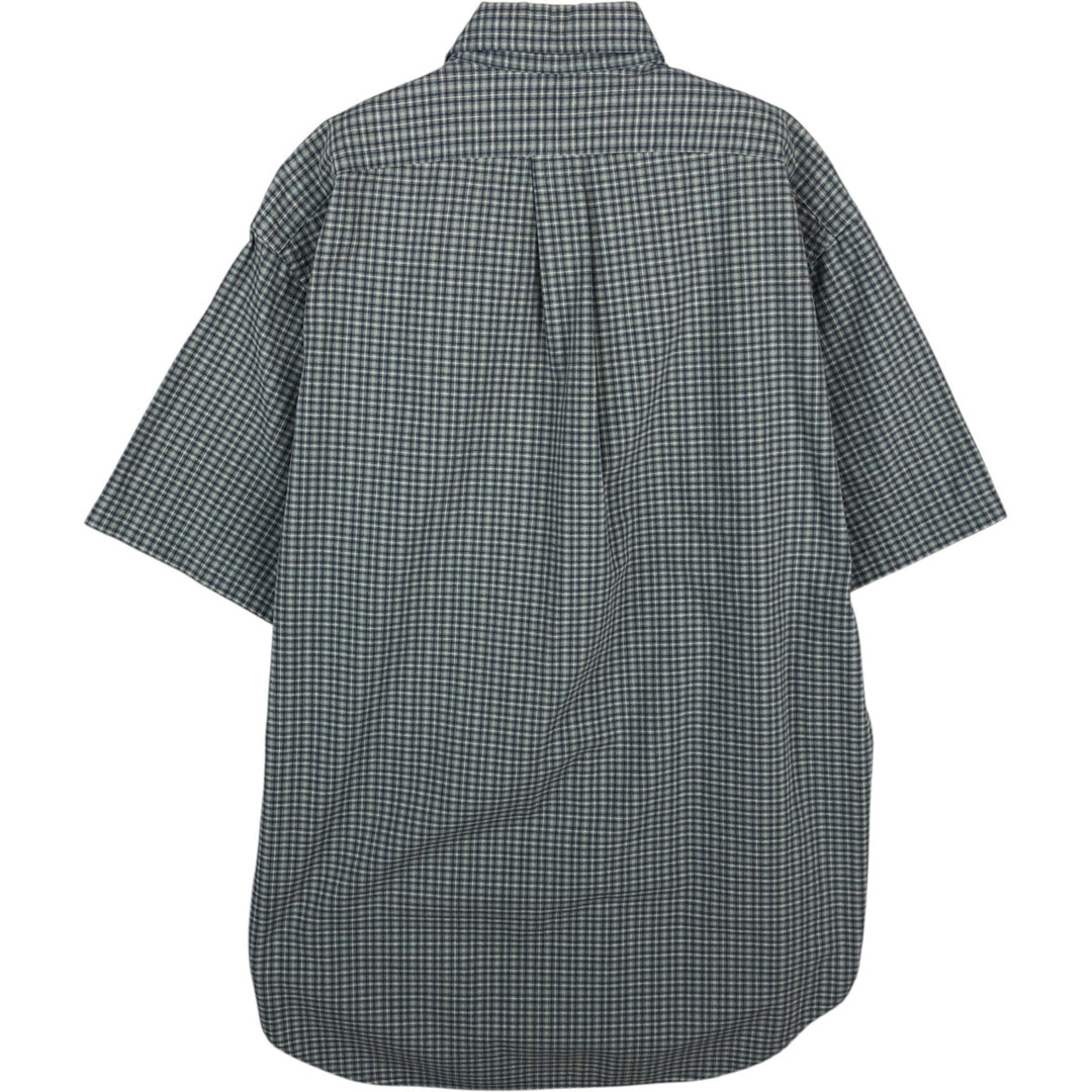 Ralph Lauren BLAKE short sleeve button down check shirt, men's size L cotton green type Vintage Second Hand