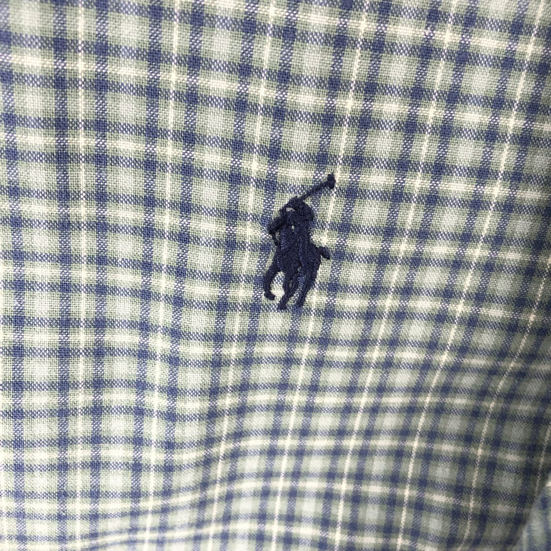 Ralph Lauren BLAKE short sleeve button down check shirt, men's size L cotton green type Vintage Second Hand