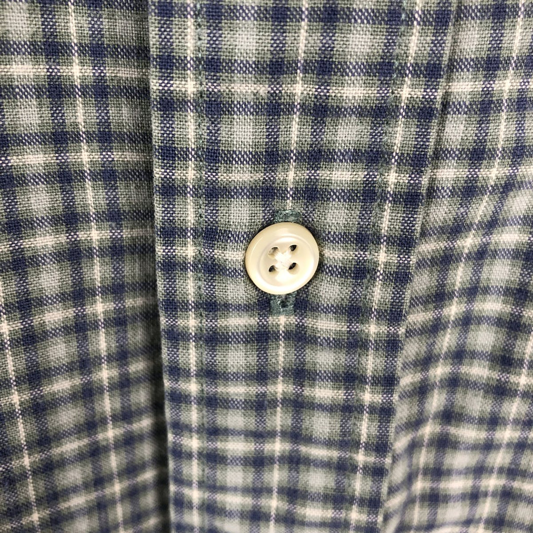 Ralph Lauren BLAKE short sleeve button down check shirt, men's size L cotton green type Vintage Second Hand