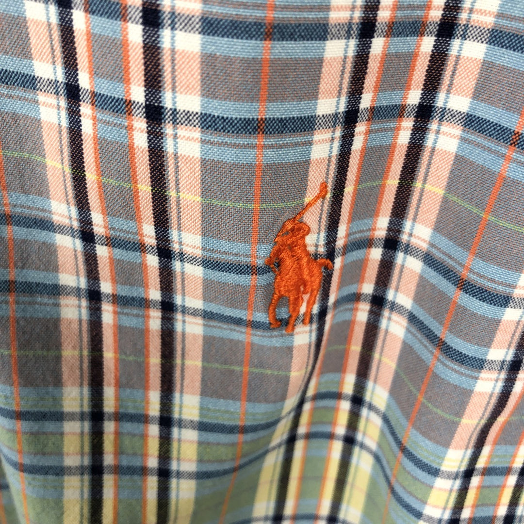 Ralph Lauren BLAKE Madras Check Short Sleeve Button Down Check Shirt Men's L size cotton orange type Vintage Second Hand