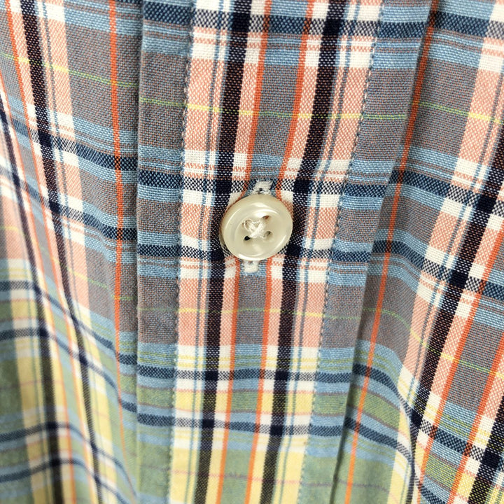 Ralph Lauren BLAKE Madras Check Short Sleeve Button Down Check Shirt Men's L size cotton orange type Vintage Second Hand