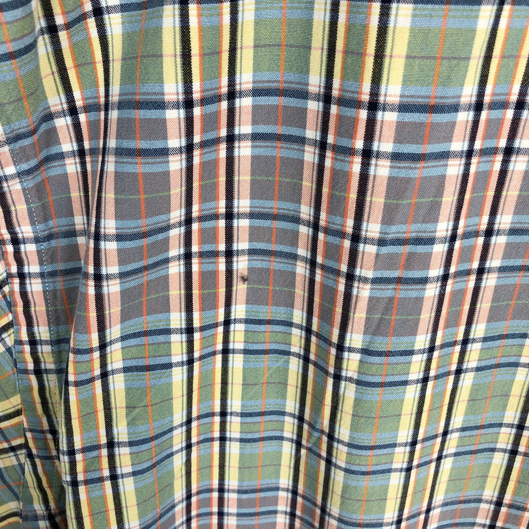 Ralph Lauren BLAKE Madras Check Short Sleeve Button Down Check Shirt Men's L size cotton orange type Vintage Second Hand