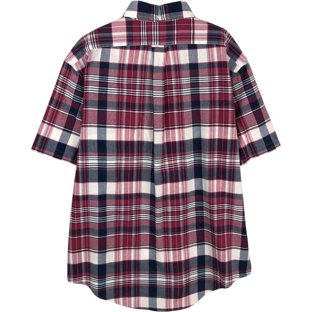 Ralph Lauren short-sleeved button-down check shirt, made in India, men's size L equivalent. cotton Red type red-purple Vintage Second Hand