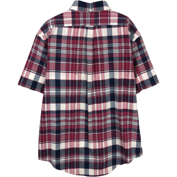 Ralph Lauren short-sleeved button-down check shirt, made in India, men's size L equivalent. cotton Red type red-purple Vintage Second Hand